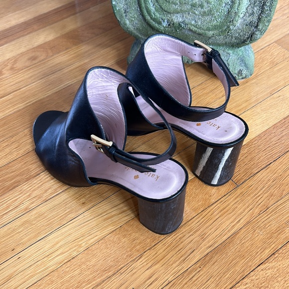 Kate Spade black leather sandals with 3” block heel.  Size 8.5 Made in Italy - Picture 2 of 5
